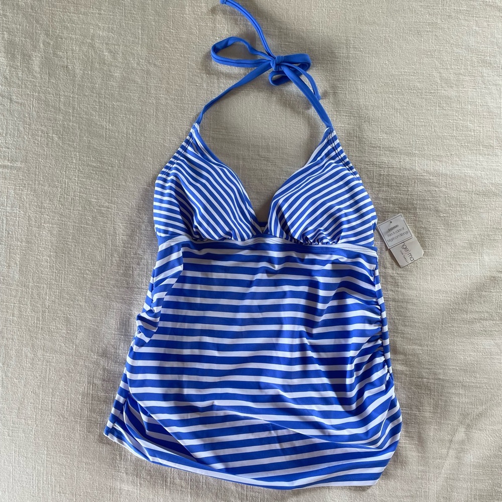 Liz Lange Maternity Blue Stripe Tankini Top NWT